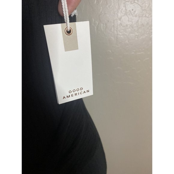 Good American Dress Black Belted BodyCon Ribbed Sleeveless Knit Size 3 Large NWT - Picture 5 of 6